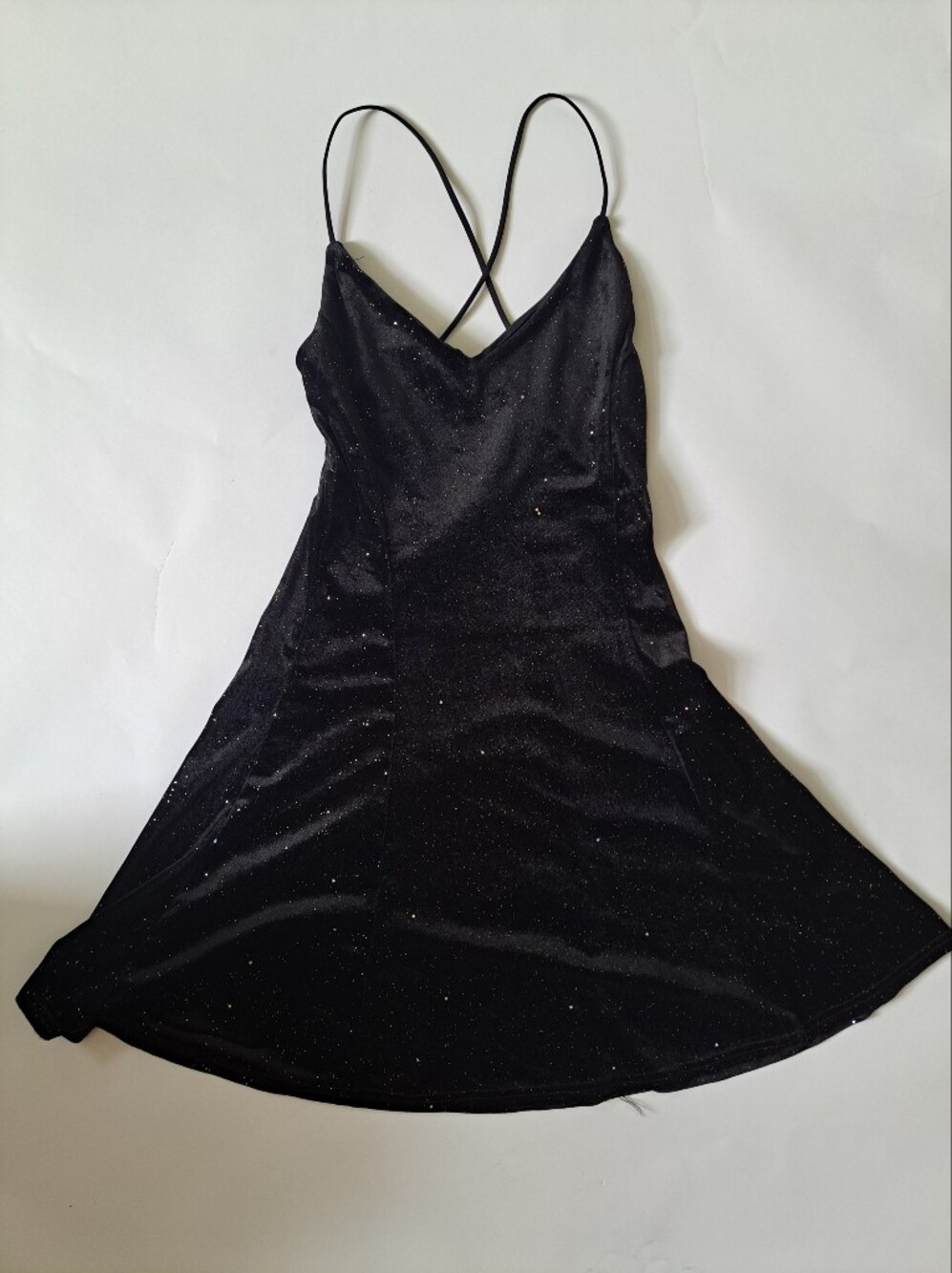 Tally Weijl Black Velvet Star Sequin Dress Size M | Whimsigoth | Skater